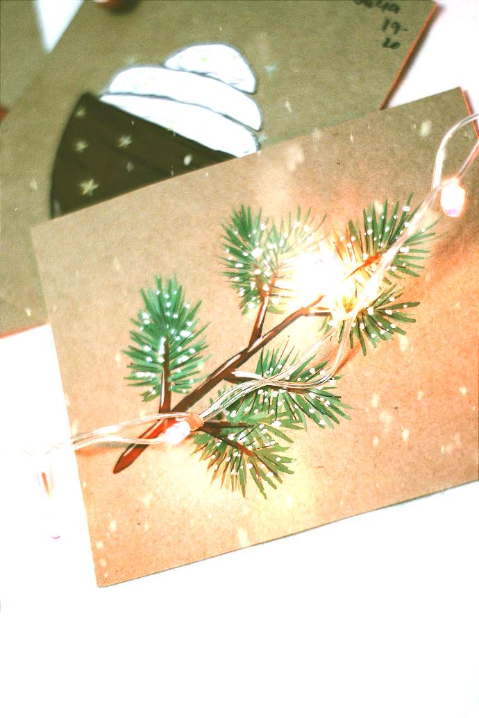 Holiday card with a tree branch on it. Holiday card with a tree branch on it.